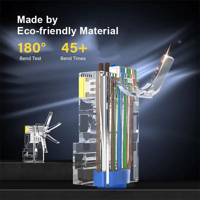 ZOERAX 50/100 Stück RJ45-Pass-Through-Stecker 23AWG Cat6 Cat5e RJ45 Modularstecker vergoldet 8P8C RJ45-Enten