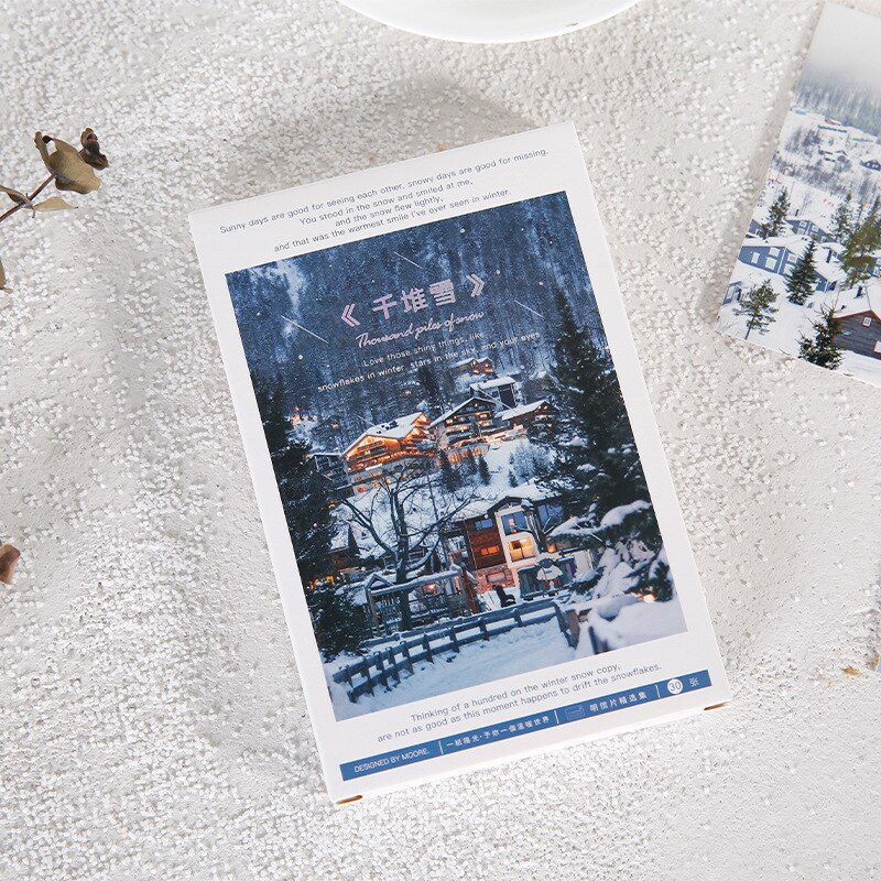 30 Sheets/Set Thousand Piles of Snow Series Postcard Snow Scenery Message Cards Birthday Letter Business Card