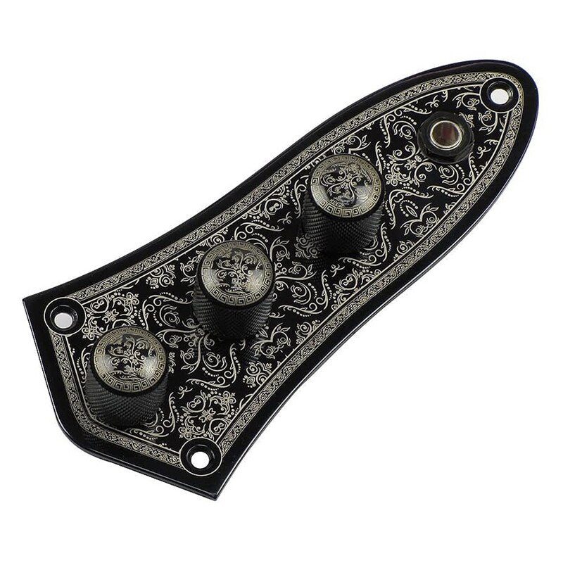 Bass Pre-Wired Switch Control Plate with Black Patterns for Fender Jazz Bass Part