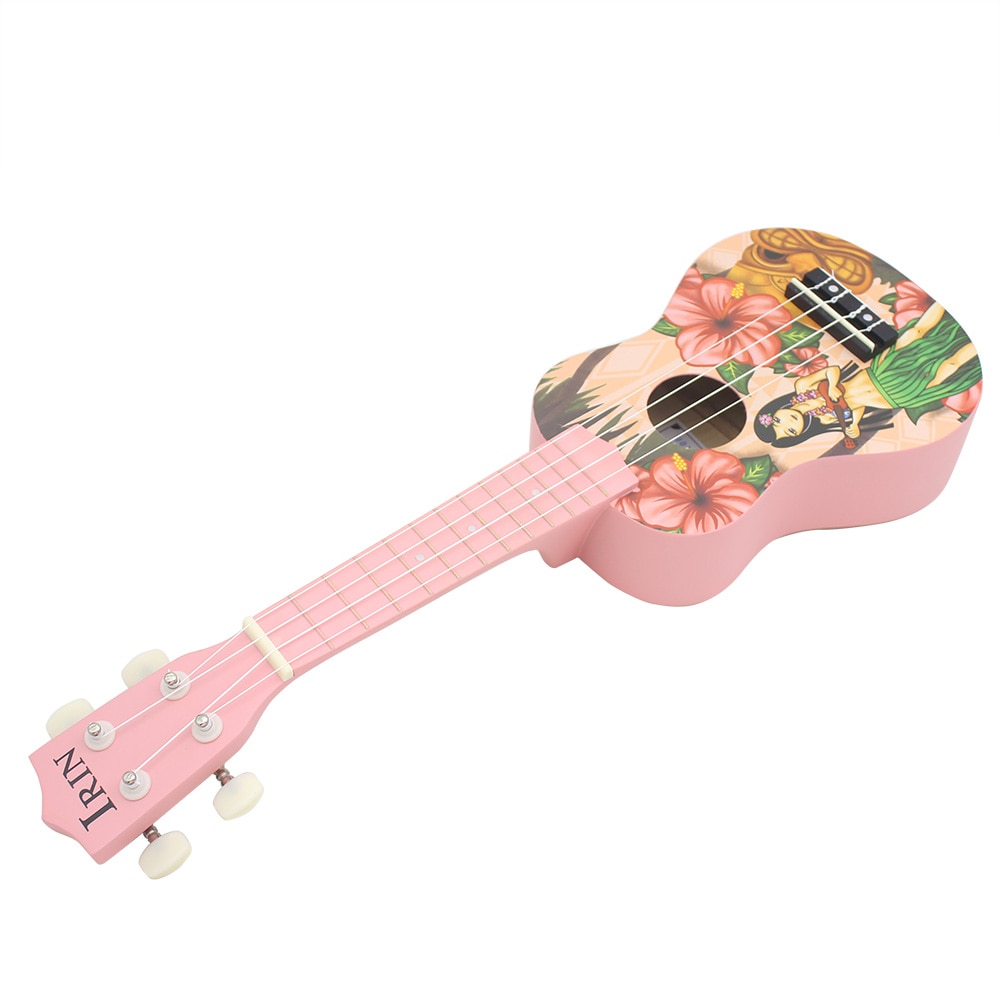 21 inch akoestische sopraan ukelele ukelele uke lindehout materiaal met prachtige hawaiiaanse stijl patronen roze