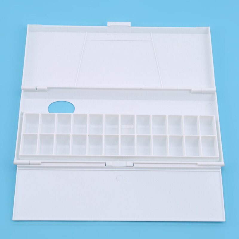 White Drawing Tools Flip Folding 24 Grids Paint Box PP Large Art Supplies Watercolor Tray Palette 26.5 * 12 * 2.3cm