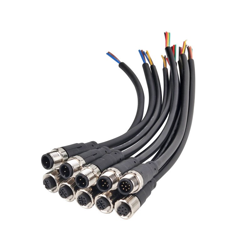 1 stuks m12 sensor connector 2 3 4 5 8 pin mannelijke/vrouwelijke luchtvaart plug ip67 waterdichte draad een type 20cm pvc kabel