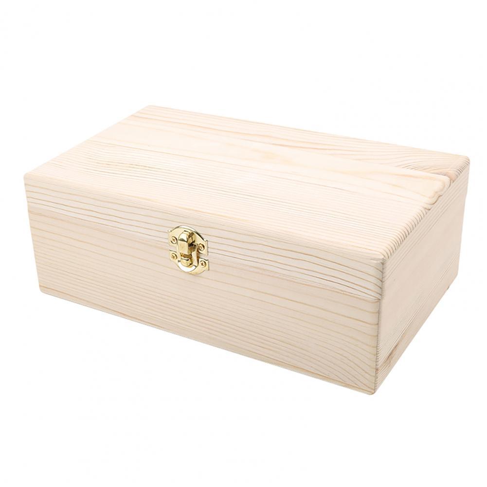 Wooden Storage Box Practical Unfinished Natural Wood Box with Hinged Lid Wooden Box: Default Title