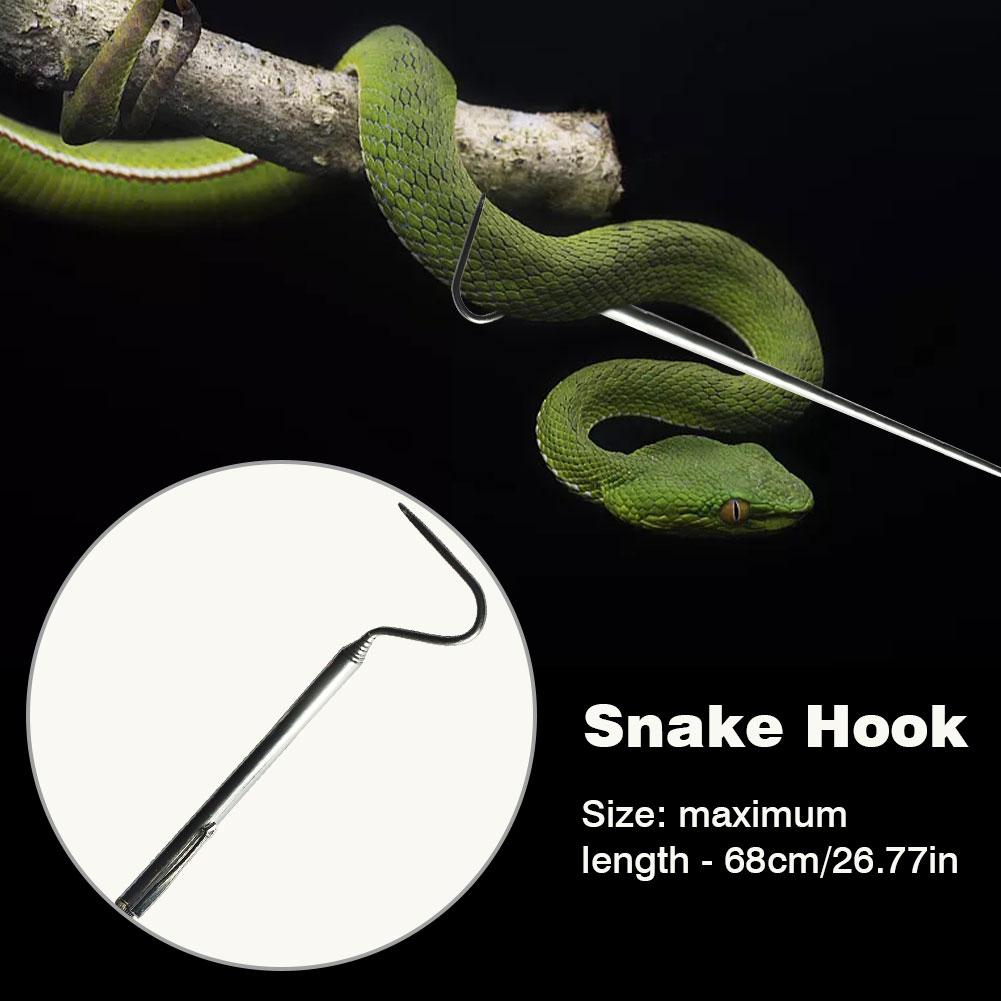 Stainless Steel Retractable Snake Hook Reptile Catcher Stick Snake Grabber Pick-up Handling Tool