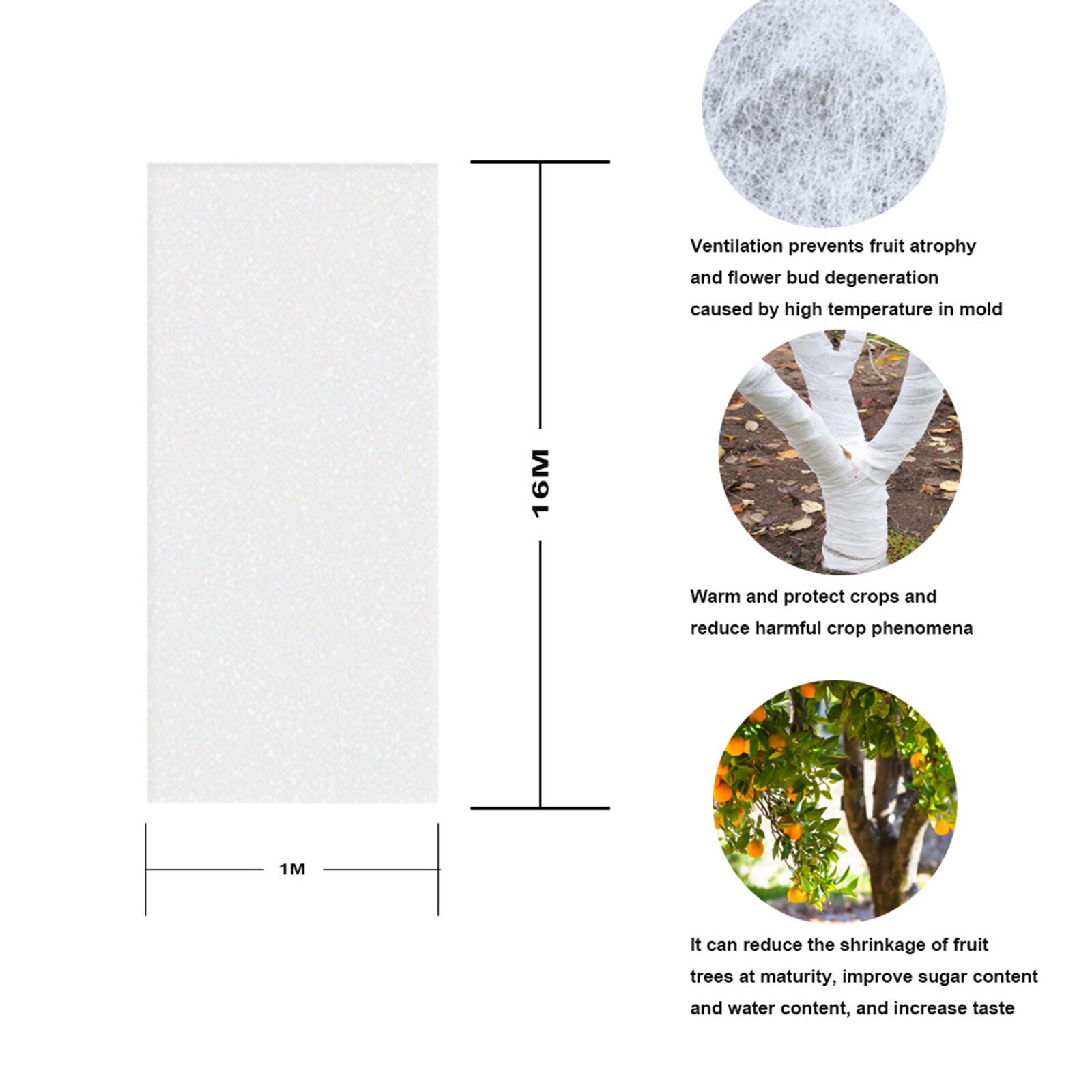 Floating Crop Cover/Frost Blanket/Frost Cloth/Garden Fabric Plant Cover Garden Anti-bird Mesh Netting Cloth: 1MX16M