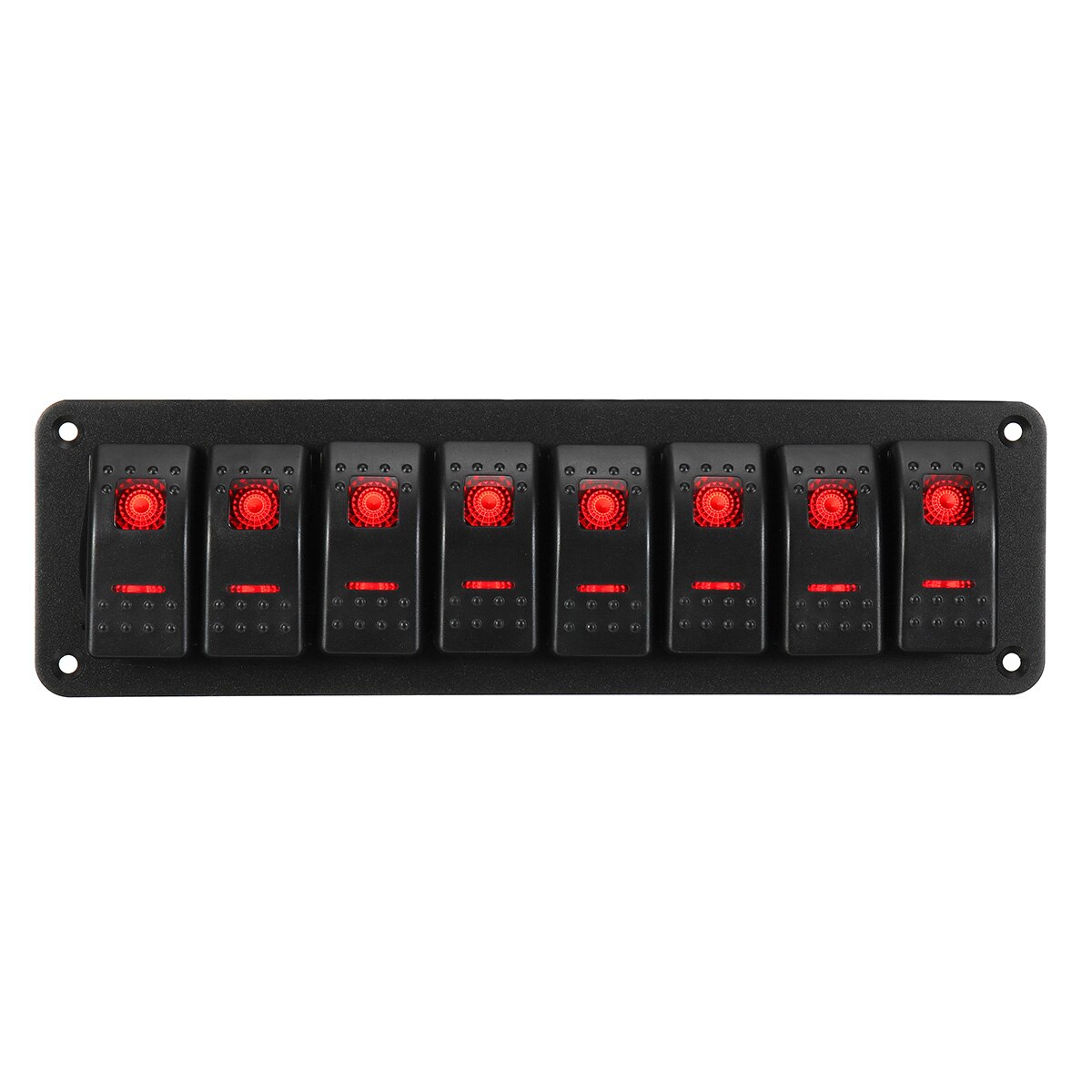 Waterproof 8 Gang Rocker Switch Panel Kit 12V 24V Circuit Breaker Green/Blue/Red/Orange LED Marine Boat Rocker Switch Panel: Red