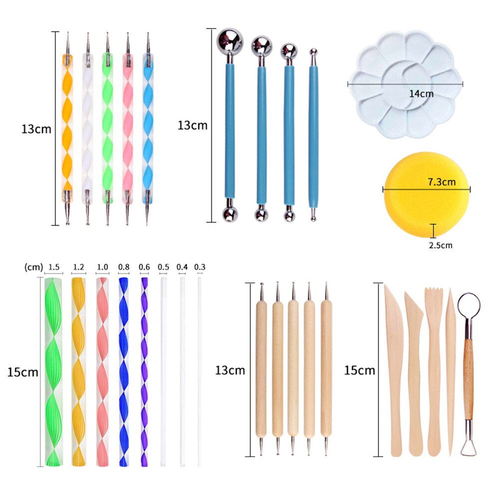 Kit d'outils de pointillage Mandala, 38 pièces, pour peinture de pierres, stylo à bille en acier, accessoires à pois