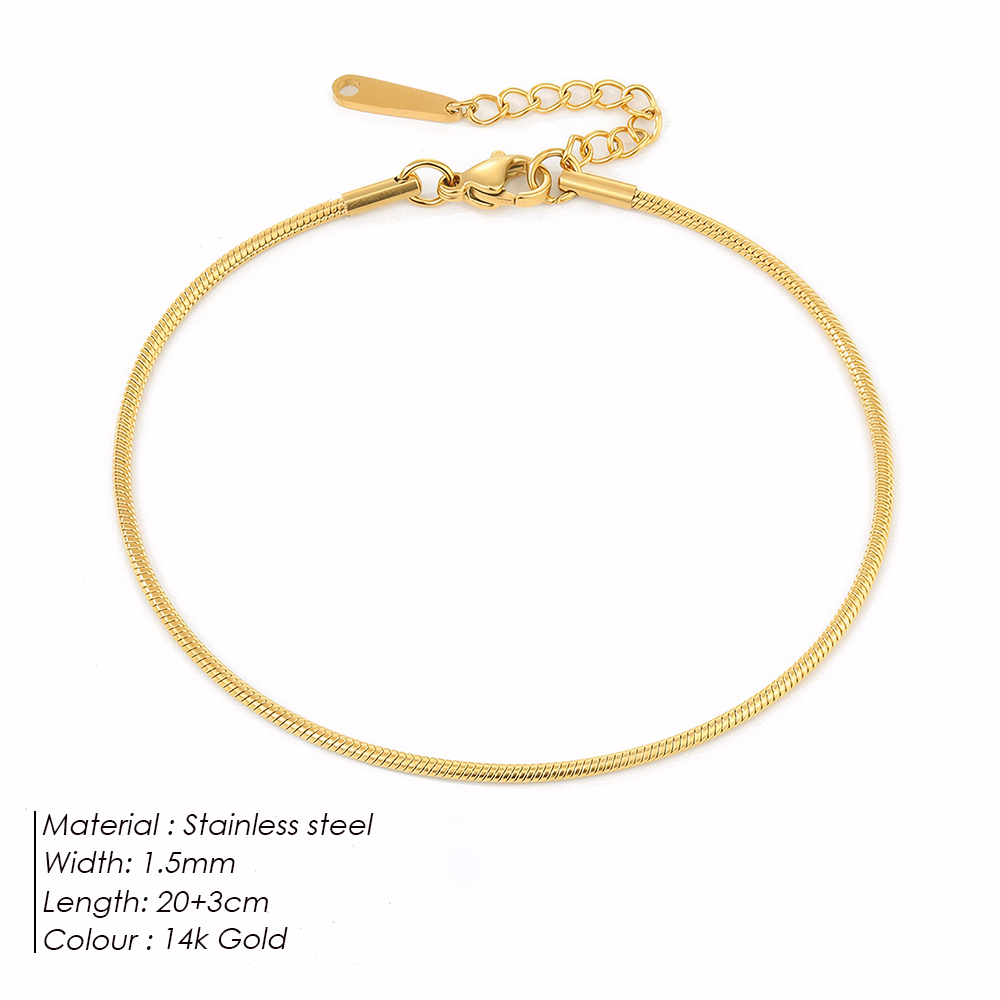 e-Manco Schlangenkette Fußkettchen Edelstahl verstellbare Kette Knöchel für Frauen Mädchen Schmuck Zubehör