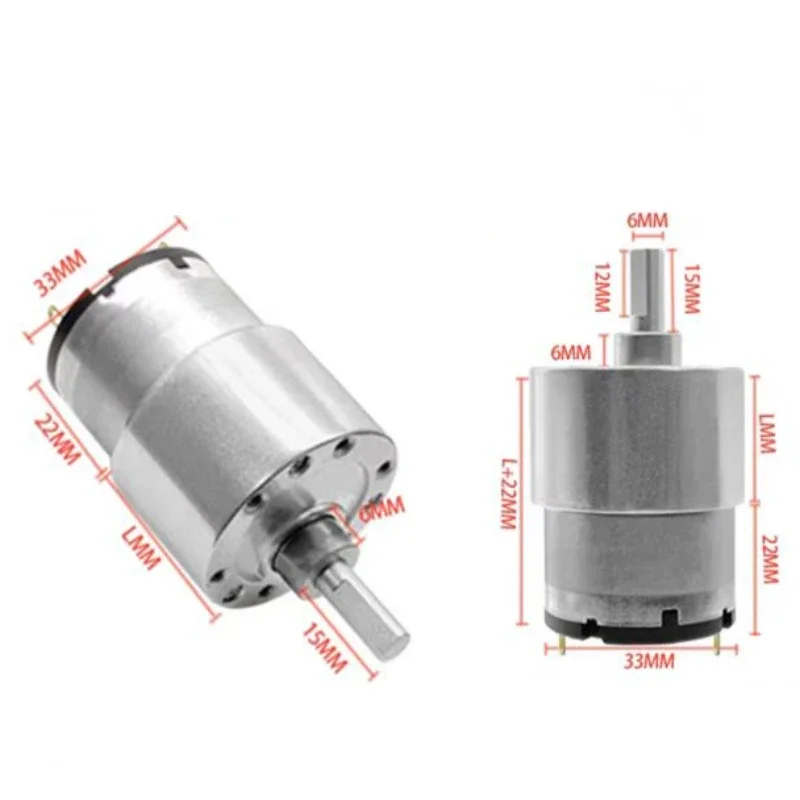 Moteur électrique à couple élevé, 37mm, 12V DC, 7 tr/min à 960 tr/min, boîte de vitesses, moteur à engrenages