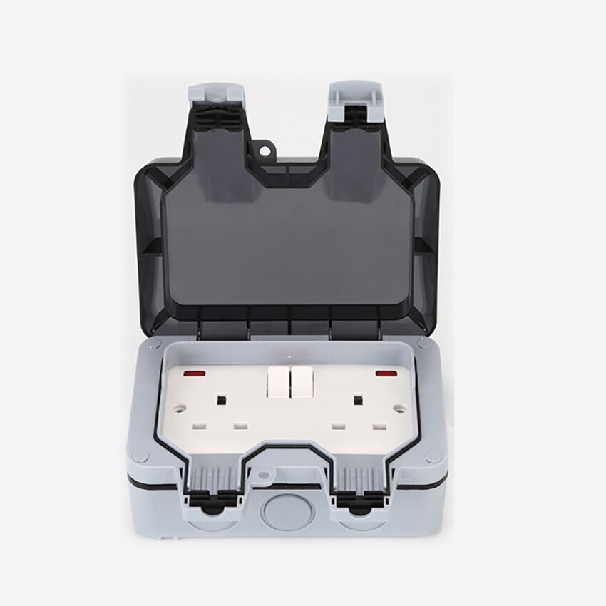 Double Combination Switches, Waterproof Cover Wall Switch Receptacle with LED Indicator Combination 3-Way Switch + Outlet