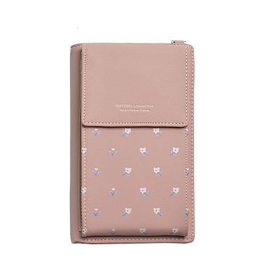 Female Phone Wallet Long Mobile Phone Bag Printing Multifunctional Cute Purse Large Messenger Bags For Student Girl: Lotus Pink