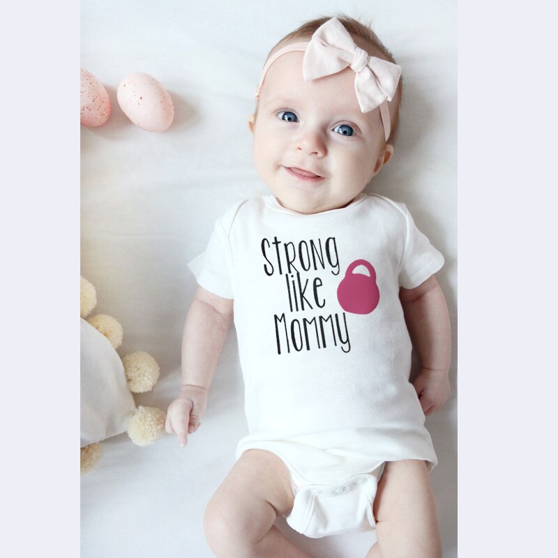 Shirerty Neugeborenen Baby Junge Mädchen Strampler Baumwolle Starke Wie Mutter Kurzarm Kleinkind Onesie Outfits Sommer Baby Kleidung
