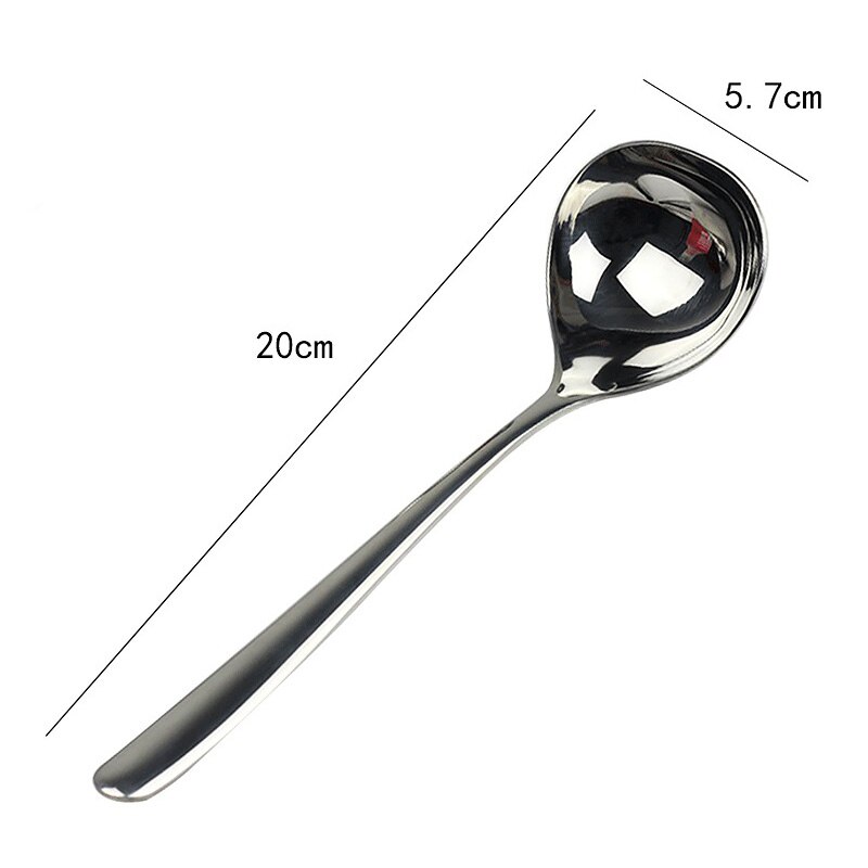Stainless Steel Soup Spoon Round Large Coffee Dessert Spoons Kitchen Utensils Long Handle Spoons