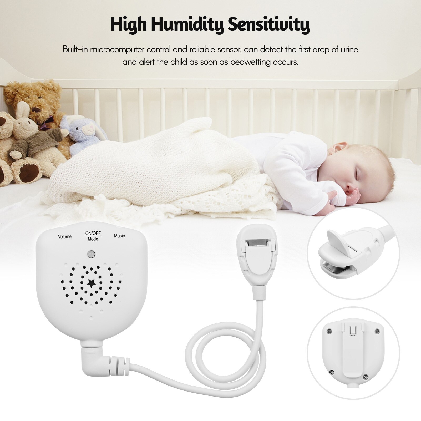 Bedwetting alarme para o bebê adulto adulto recarregável pee alarme enurese sensor de treinamento potty música música luz led modo vibração