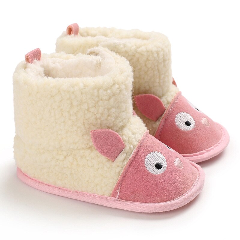 Bebê botas de inverno infantil da criança recém-nascido bonito dos desenhos animados sapatos meninas meninos primeiros caminhantes super manter quente snowfield booties boot: Pink / 13-18 meses