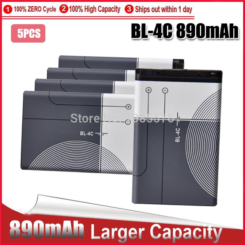 Batería de teléfono recargable BL-4C BL4C, para Nokia 7270/6100/2650/2652/5100/6101/6103/6125/6131/2228/6300/, 1-5 Uds.: 5pcs