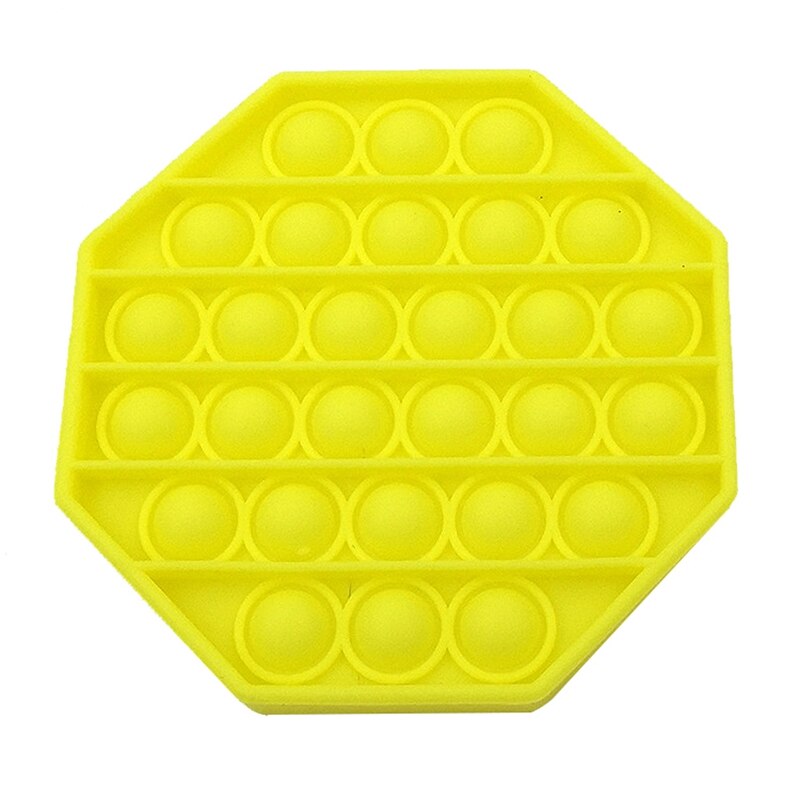 Push Pop Bubble Fidget Toy Push Pop Antistress Toys Round Fidget Sensory Juguete Silicone Stress Reliever Playing Board: Octagon Board-Yellow