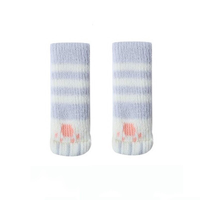 Chaussettes couverture patte protecteur chat Table chaise meubles coussinets sol laine jambe tricot: Gray stripe / 2pcs