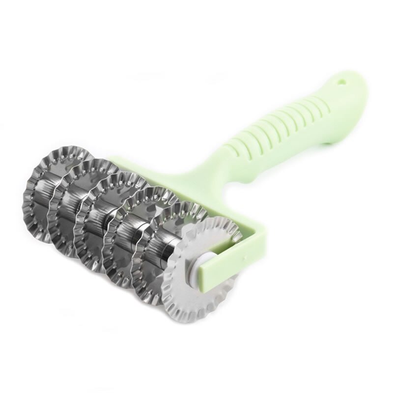 Wavy Rolling Dough Cutter Stainless Steel Pizza Wheel Pasta Cookie Biscuit Scraper Slicer Fondant Cake Mold Baking Pastry Tools: Green
