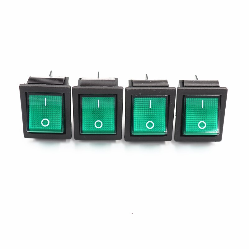 4Pcs 12V 220V switch KCD4 boat-shaped rocker power button 250V on-0ff With light Tumbler boat: 4PCS green / 12V