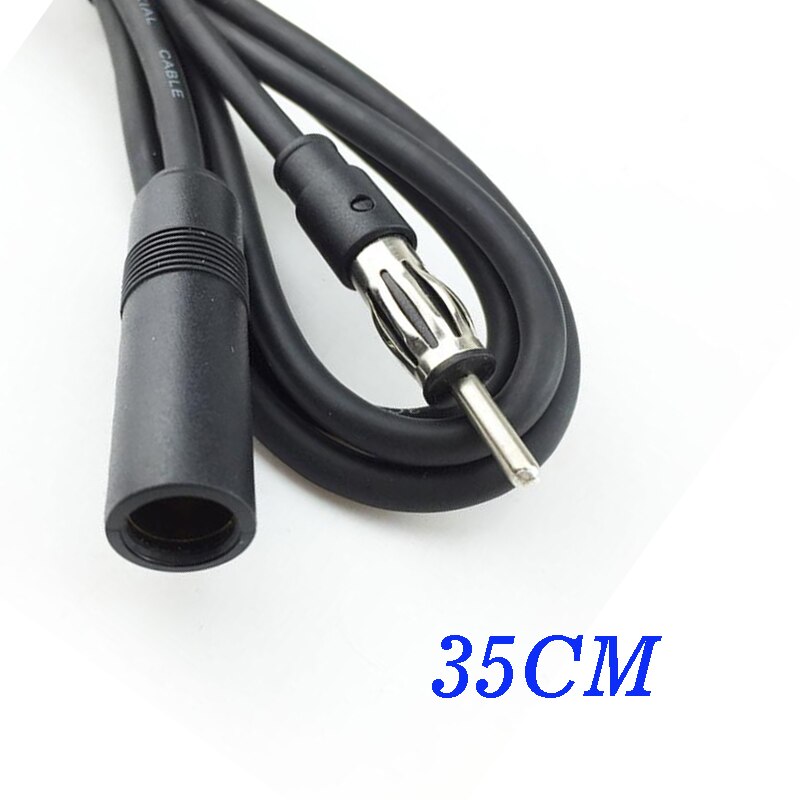 Antenne skjøteledning am/fm radioadapter skjøtekabel for antenne bil bil i svart kabel 35cm m/f koblingsplugg