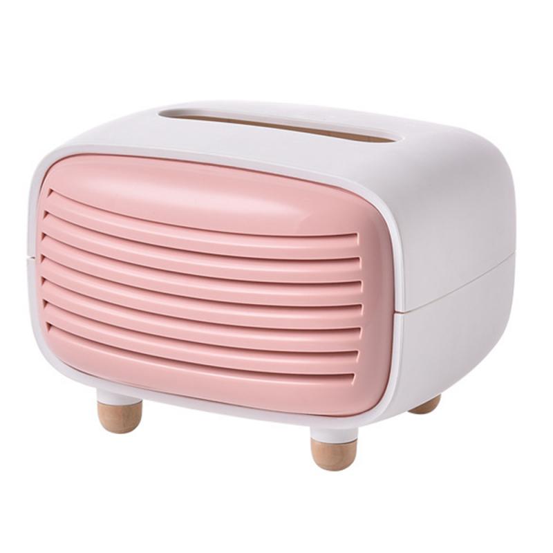 3 Kleuren Thuis Leuke Mini Radio Vorm Tissue Houder Opbergdoos Container Home Office Restaurant Desktop Tissue Doos Decoratie: 02