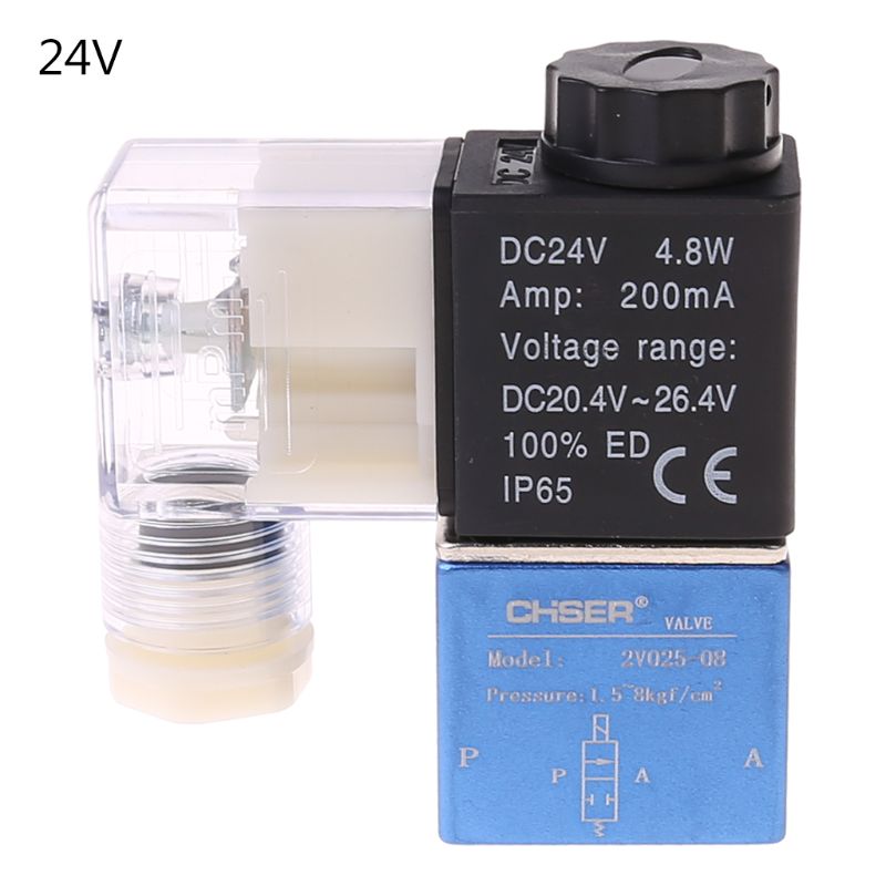 DC 12V 24V Pneumatic Electric Solenoid Valve 2 Position 2 Port Normally Closed Valve 12mm Hose Connection