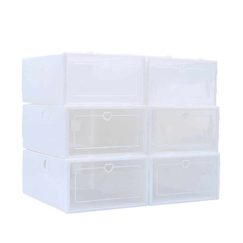 6 stk slitesterke skoesker i plast snu skoeske fortykket gjennomsiktig skuffekoffert stabelbar skoorganisator oppbevaring skohylle