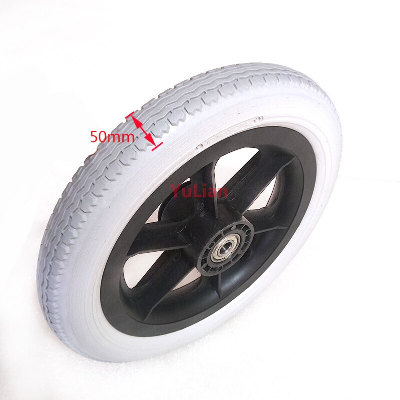 Rueda trasera para silla de ruedas, neumático sólido elástico de Pu de 12 pulgadas, 12 1/2x2 1/4, accesorios para sillas de ruedas manuales