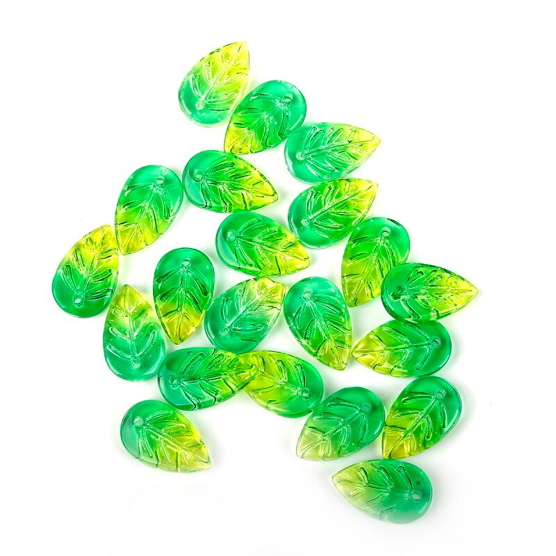18x11mm Czech Glass Leaf Beads Jewelry Making Supply Czech Leaf Beads DIY Earring Finding Clothing Supplies 20pcs/bag: 09