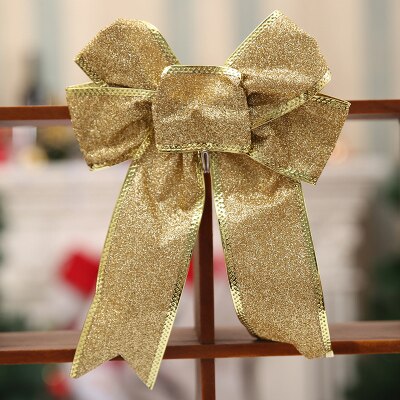Navidad bowknot enfeites de natal decoracion hogar træ jul håndlavet juletræspynt emballage tilbehør 25cm: Guld