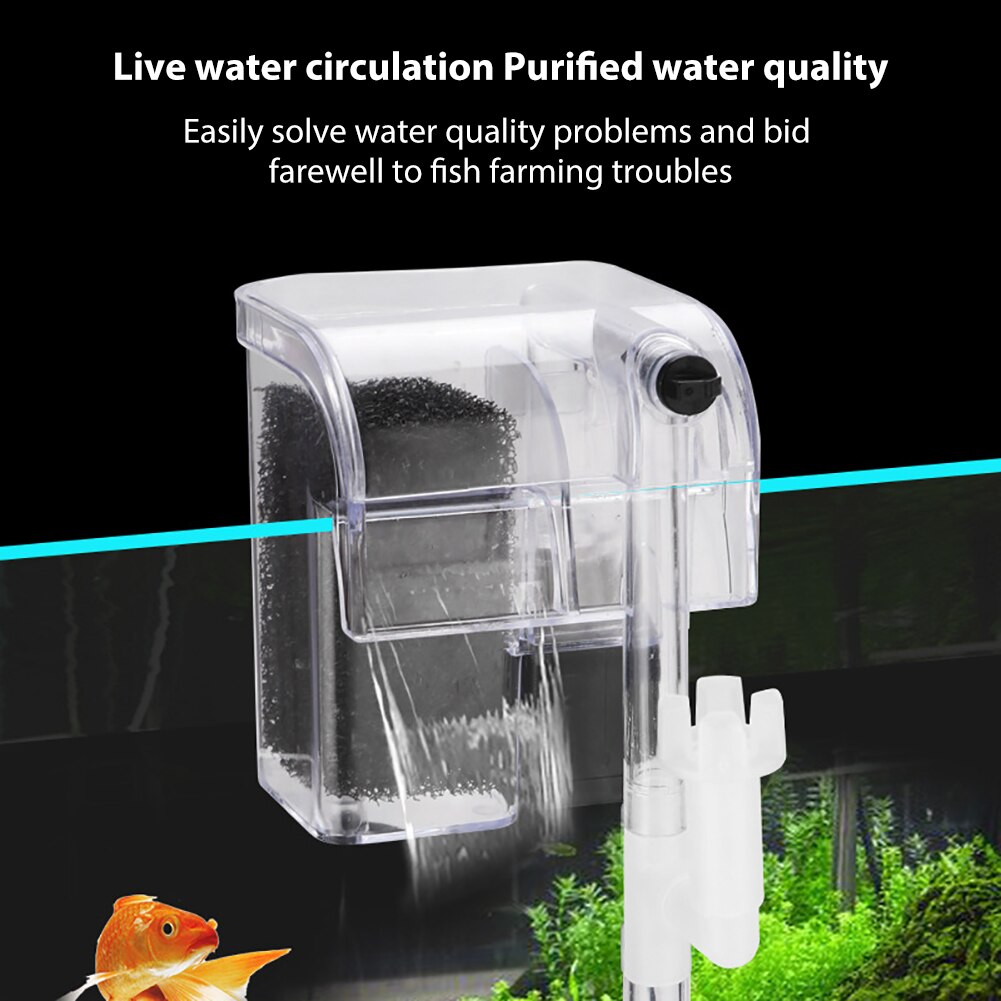 3in1 Aquarium Water External Filter Small Fish Tank Waterfall Filter Hanging Cylinder Filter External US/EU Plug