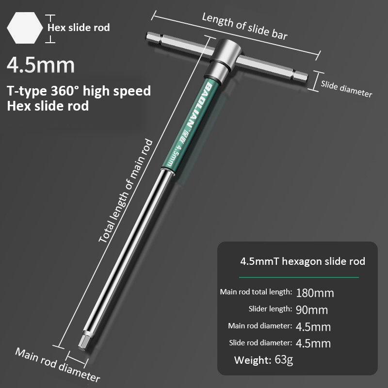 T-Bar Socket Wrench 2-10mm Adjustable T Handle Speed Wrench Set Nut Spinner Hex Socket T Shape Handle Wrench 2-Way Drive: Blue