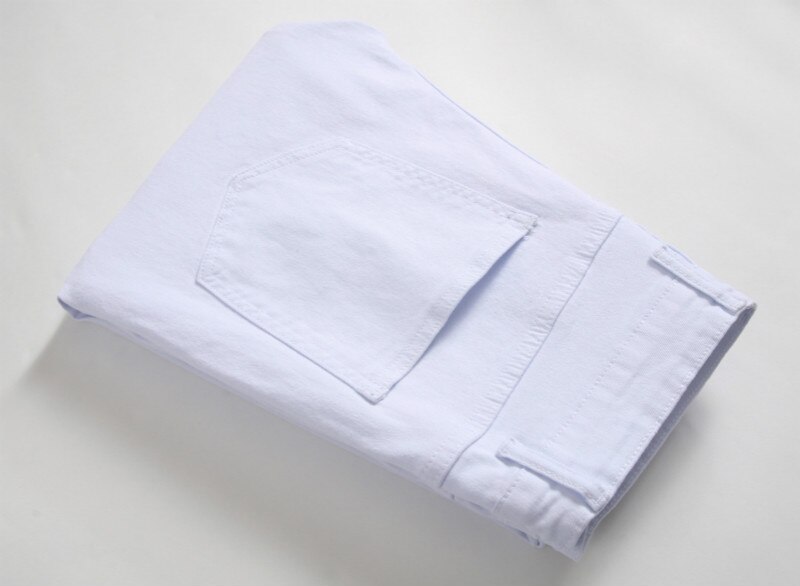 Solide Weiß Zerrissene Jeans Männer Klassische Retro Mens Dünne Jeans Elastische Denim Hosen Hosen Casual Slim Fit Bleistift hose