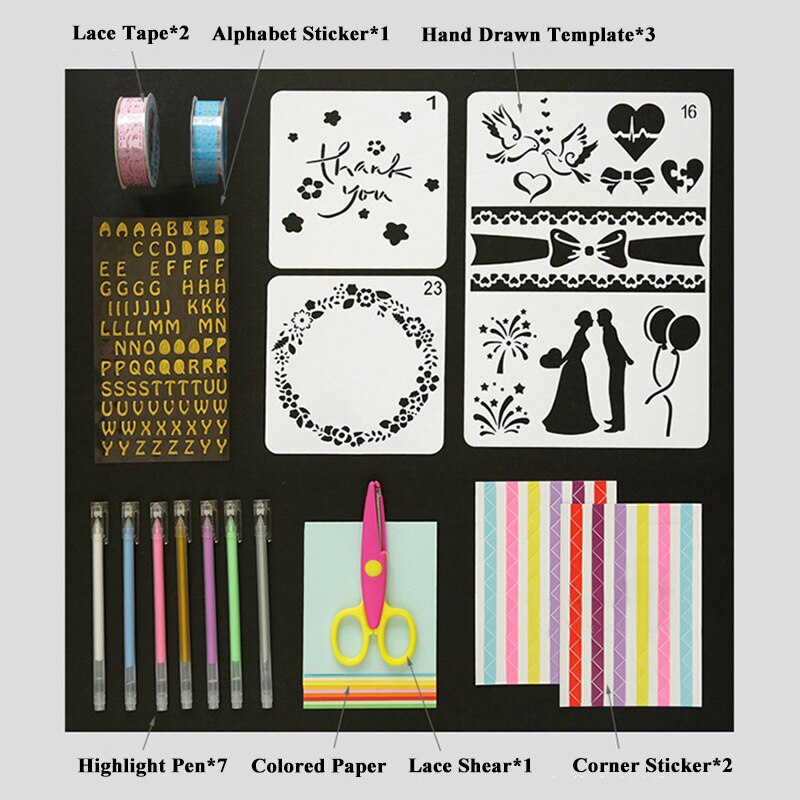 1Set Plastic Scrapbook Stencil Tool For Kis/Adults DIY Photo Album Scrapbook Tool Kit Self Adhesive Stencil Pattern Hand Drawing: pattern 1