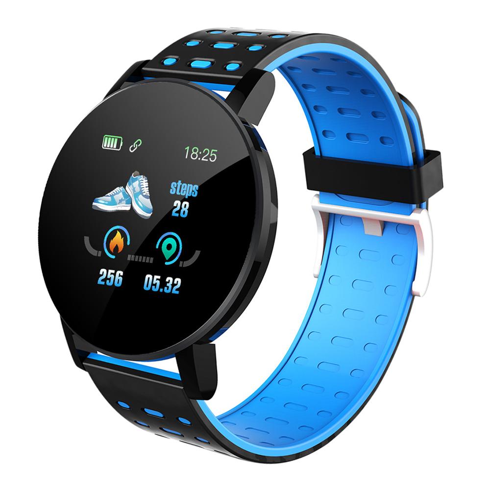 Fitness tracker skridttæller 119 plus smart ur armbånd  ip67 bluetooth søvn puls blodtryksovervågning armbåndsur: Blå