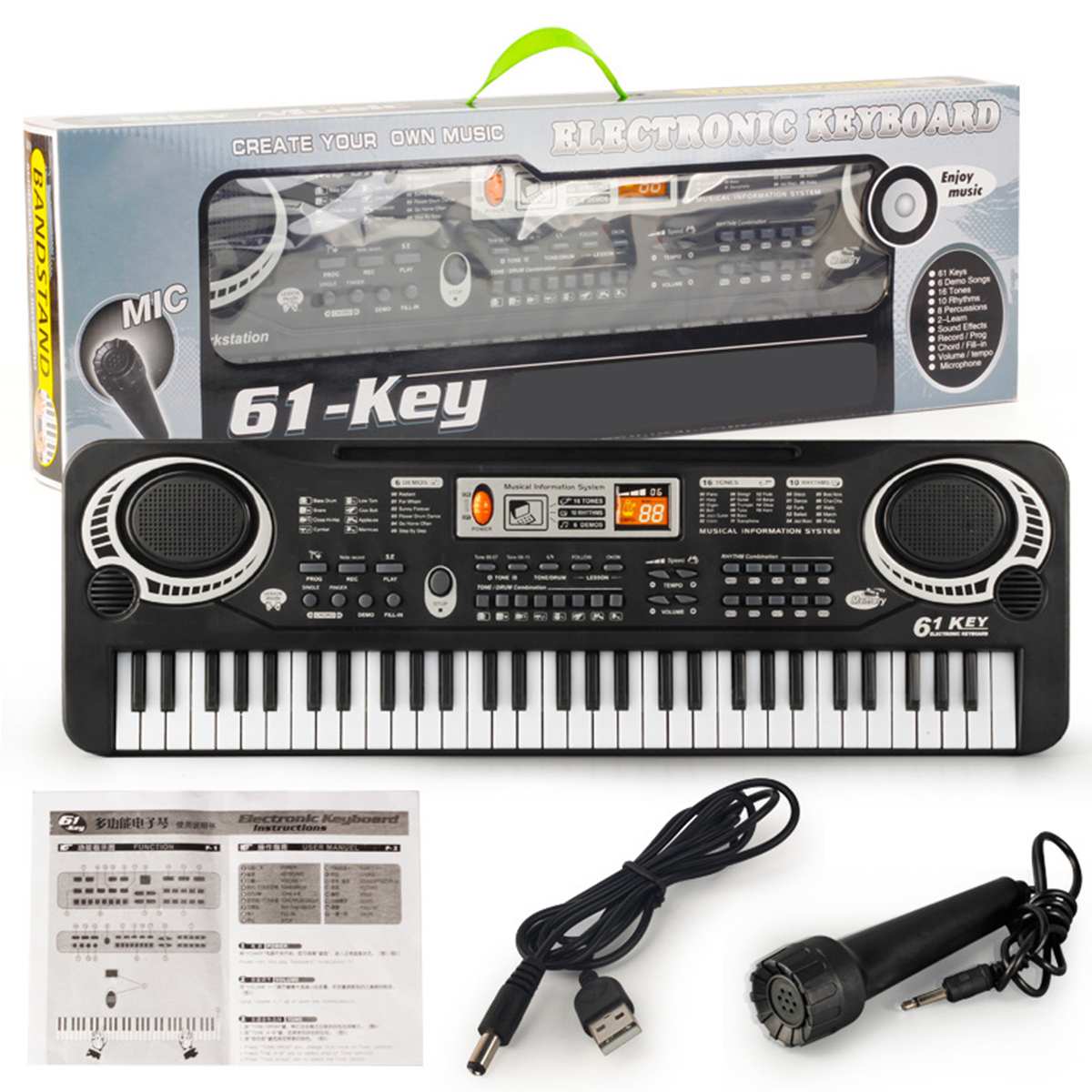 61 Keys Digital Music Electronic Keyboard Key Board Electric Piano Children Eu/US/USB Plug