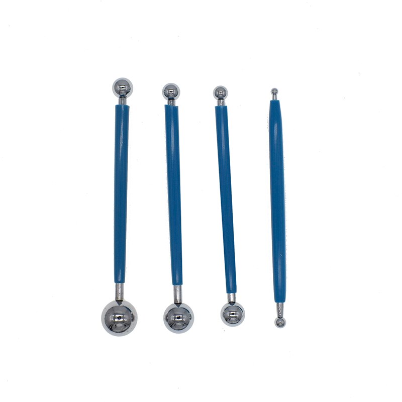 Polymer Clay Tool 4pcs/set Stainless Steel BJD Molding Ball Stylus Paper Flower Petal Make pottery tools: 4 roll blue