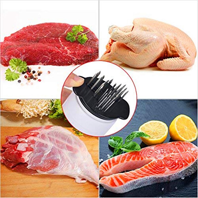 2-in-1 Meat Tenderizer Tool Marinade Injector BBQ Meat Steak Beef Sauce Tenderizer with Stainless Steel Needle Blade for Kitchen