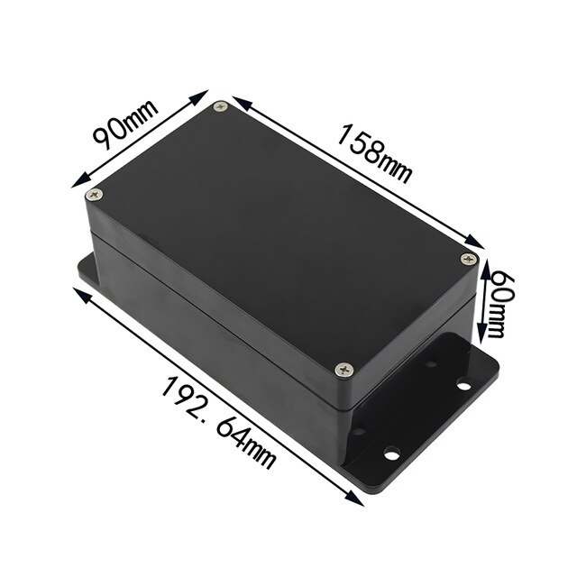 Black Box Outdoor Waterproof Case Plastic Box Electronic Project Case Instrument Waterproof Junction Box Housing: 158-90-60-with ears