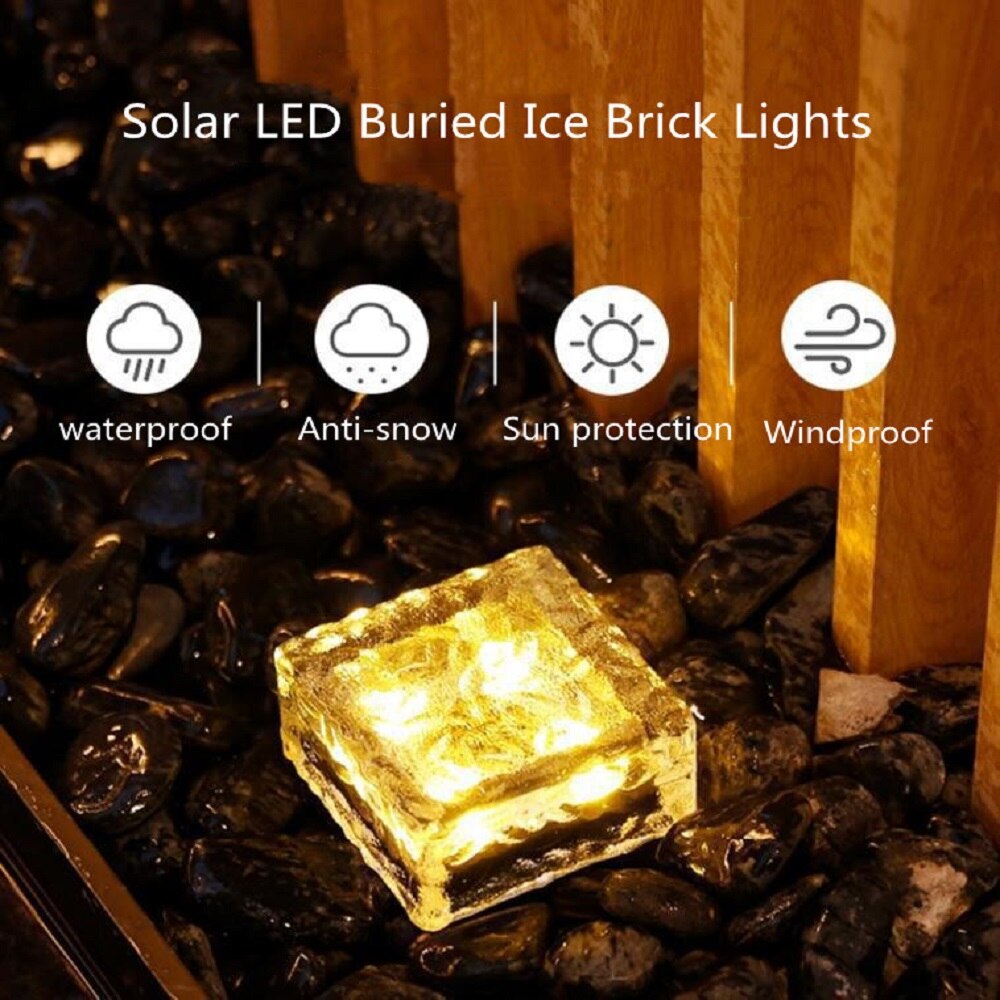 Solar LED Ice Cubes Light 4/6Leds Waterproof Crystal Brick Buried Lamp Outdoor Stair Pathway Driveway Landscape Decorations