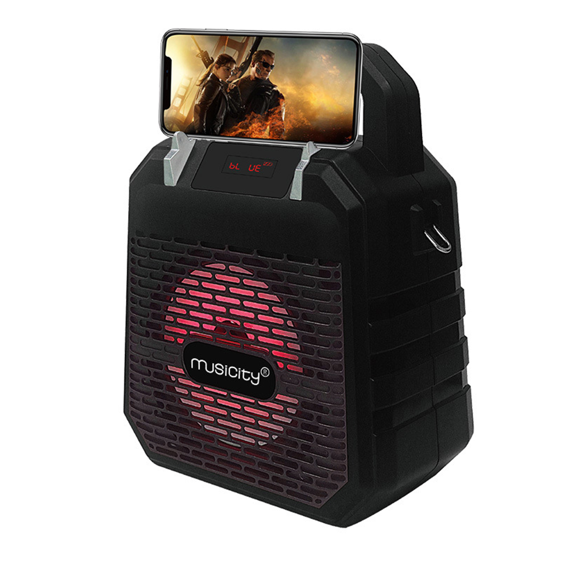 Lasten kannettava bluetooth kaiutin langaton kaiutin mini karaoke kone karaokesoittimet puhelimen pidikkeellä - musta
