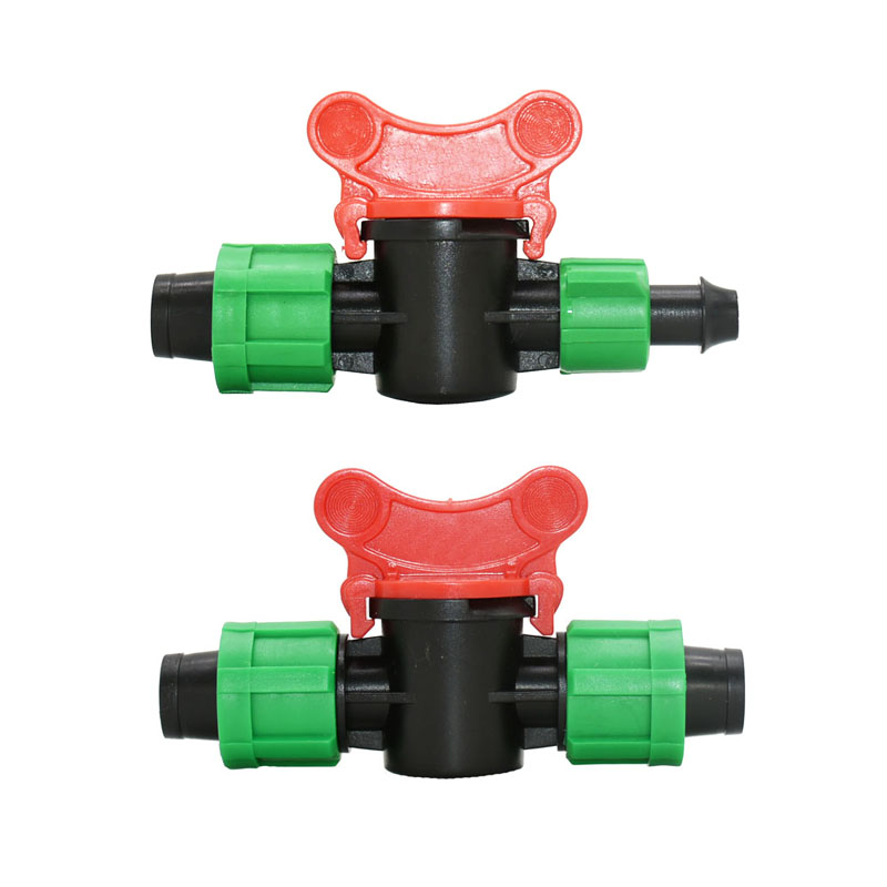 Conector de cinta de goteo de 10mm a 16mm tuerca de bloqueo, válvula de agua de riego, reparación de manguera, grifo de jardín de 2 vías, invernadero para riego, 1 Uds.