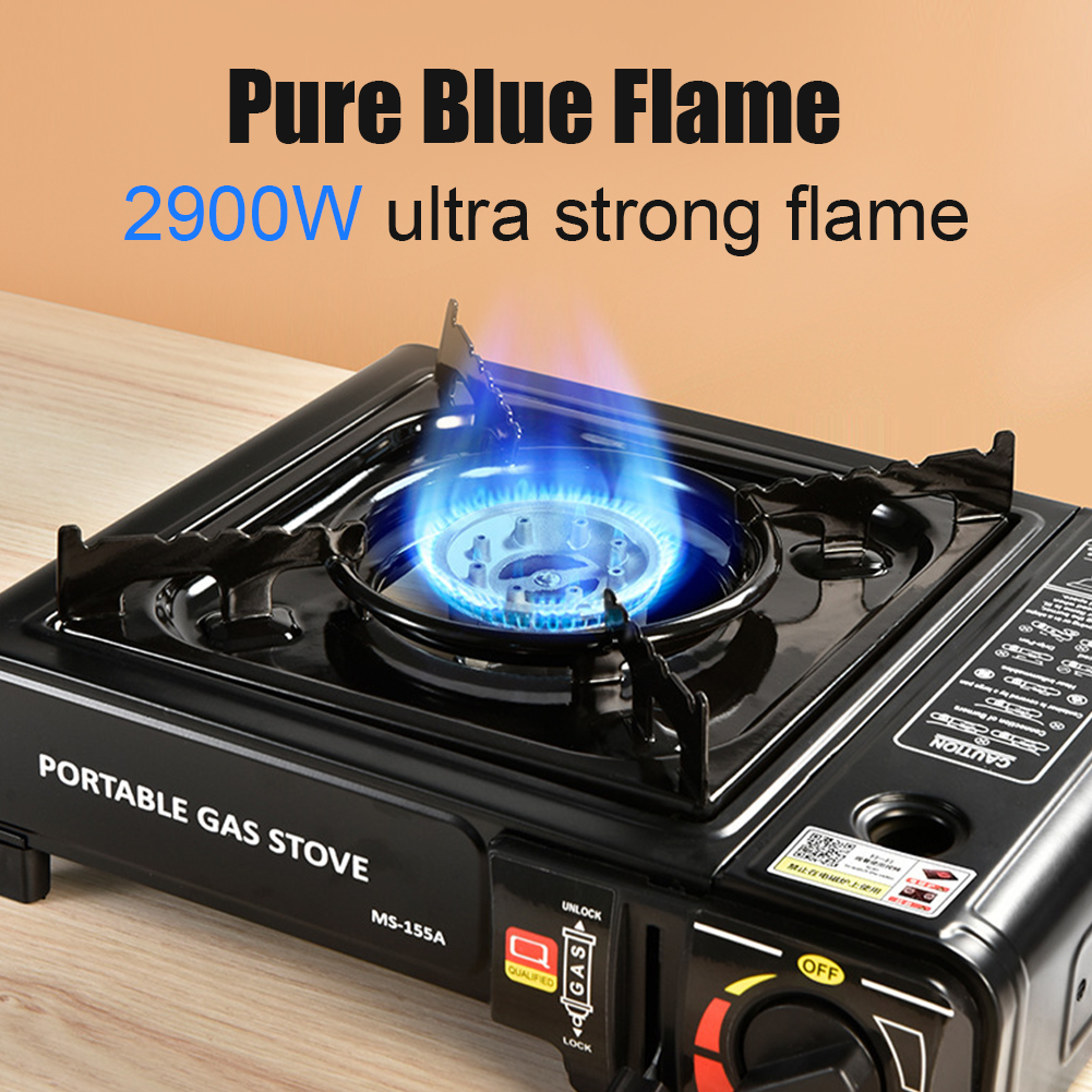 Campingkomfur automatisk tænding stor ildkraft vindtæt kassetteovn legering dobbelt anvendelse bærbar gaskomfur til camping vandreture