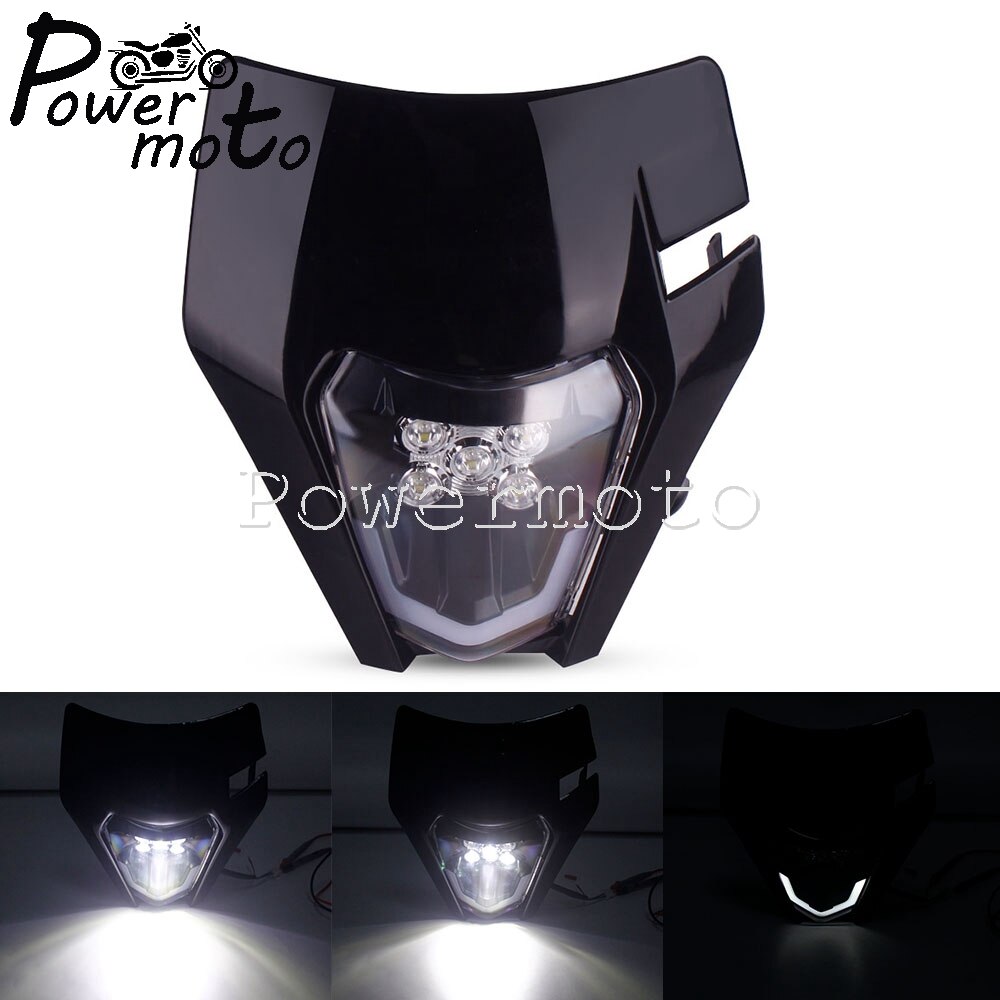 Enduro MX Dirt Bike Hi/Lo Beam Headlamp LED Headlight Mask For EXC EXC-F XC-W 250 300 350 450 500 690 SMC Enduro FREERIDE 250: 056  black