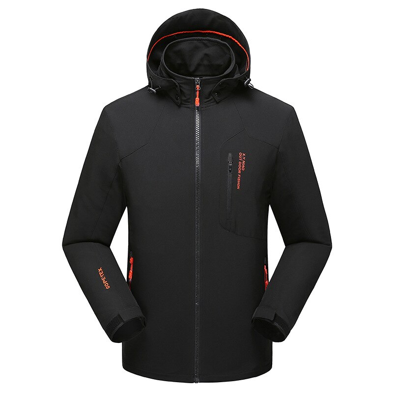 Mænd efterår forår softshell jakker camp fish trekking hike climb vandtæt åndbar oversize plus size mandlig frakke elastisk: Sort / Xxl asien størrelse