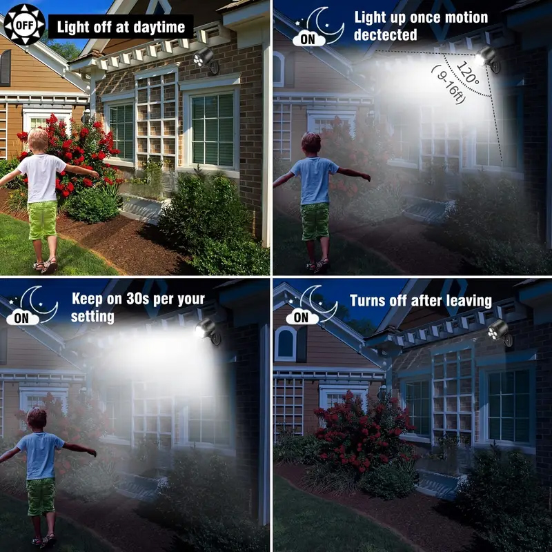 Bevægelsessensor udendørs lys, batteri bevægelsessensor udendørs lys , 6000k led spotlight udendørs , 8w 600 lm sikkerhedslys til os