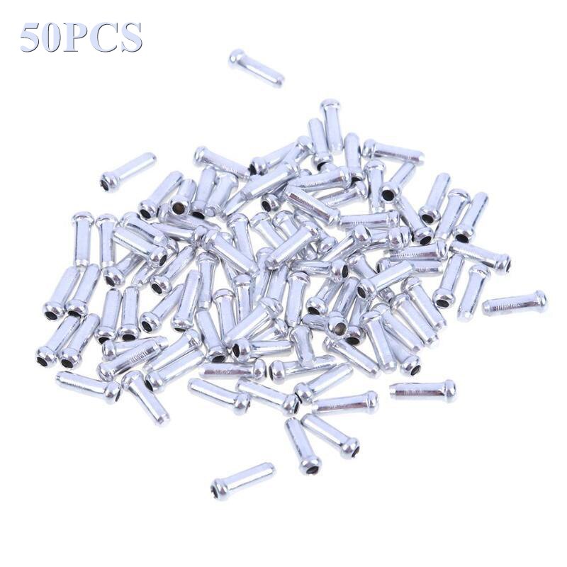 Palanca de cambios de freno para bicicleta de montaña, Cable interno consejos engarzados de aluminio, pieza de ciclismo deportivo, casquillos finales, accesorios para bicicleta, 50 Uds.: silver  50pcs