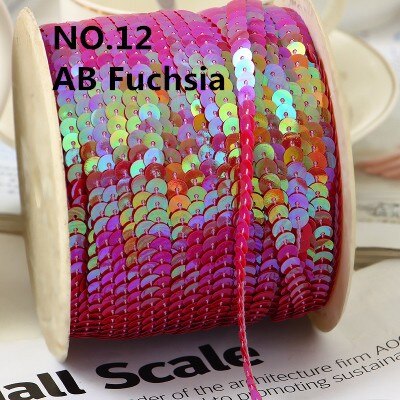 100Yard 6Mm Ab Plating Kleur Spangle Pailletten Lint Op Trim, platte Ronde Sequin Naaien Pailetten String In Roll Voor Wedding Craft: AB FUCHSIA
