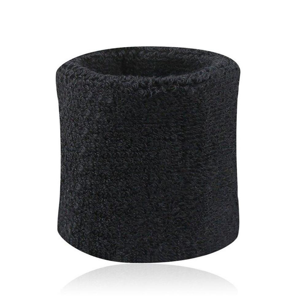 Quente 1 par de pulseiras de algodão esporte sweatband mão banda para ginásio vôlei basquete suor suporte de pulso brace envoltórios guardas: Black